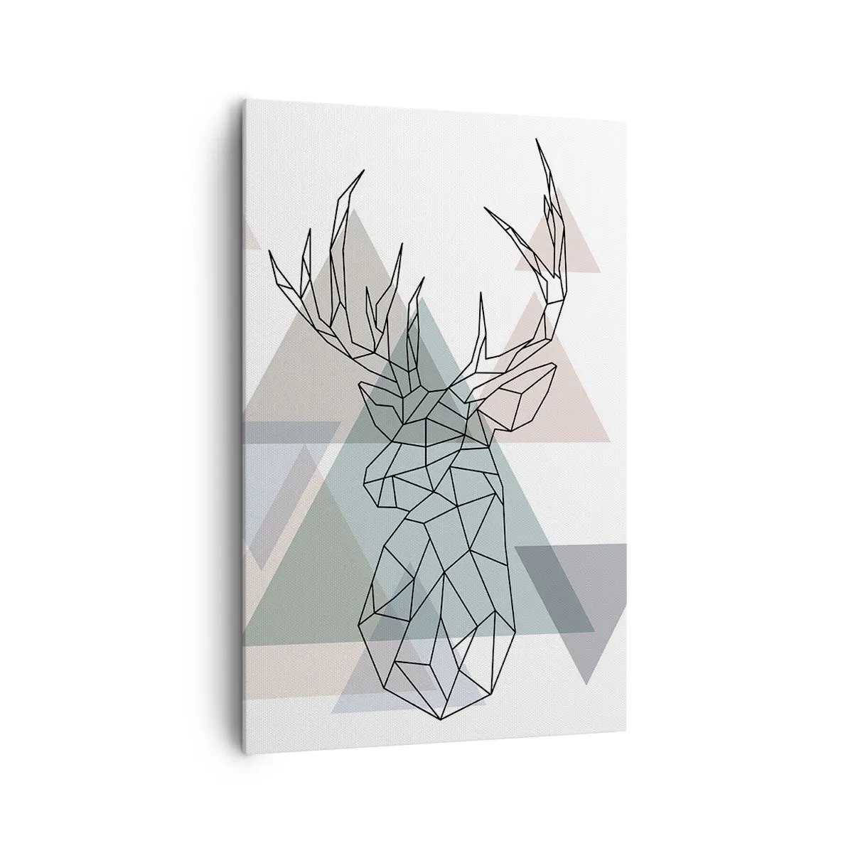 Impression sur toile - Image sur toile - Cerf géométrique sur fond de triangles pastel - 80x120cm - Dans une forêt géométrique - Décoration murale moderne pour le salon et la chambre ARTTOR