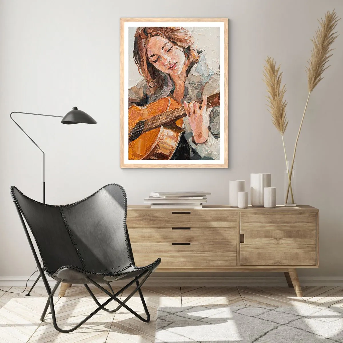 Affiche dans un chêne clair - Poster - Concerto pour guitare et coeur de fille - 70x100 cm