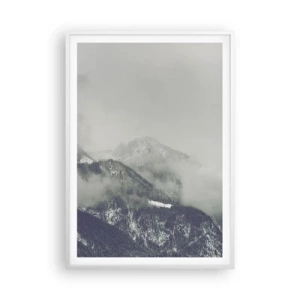 Affiche dans un cadre blanc - Poster - Vallée brumeuse - 70x100 cm