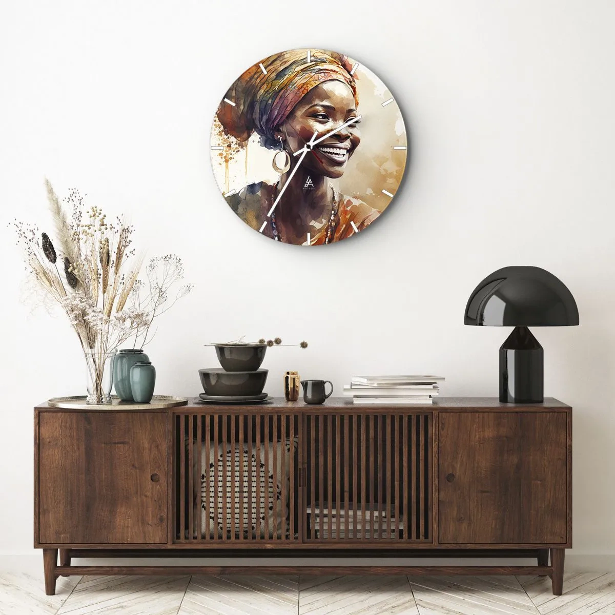 Horloge murale - Pendule murale - reine africaine - 40x40 cm