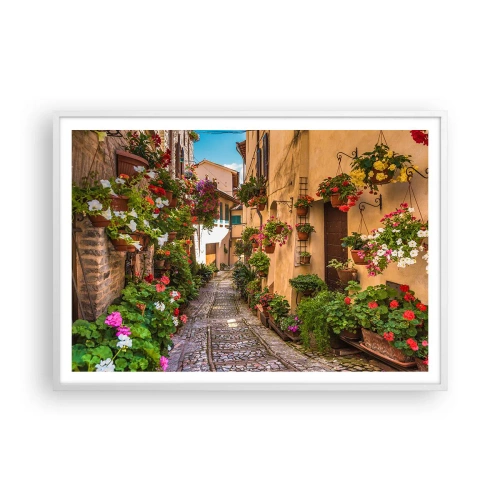 Affiche dans un cadre blanc - Poster - Ruelle italienne - 100x70 cm