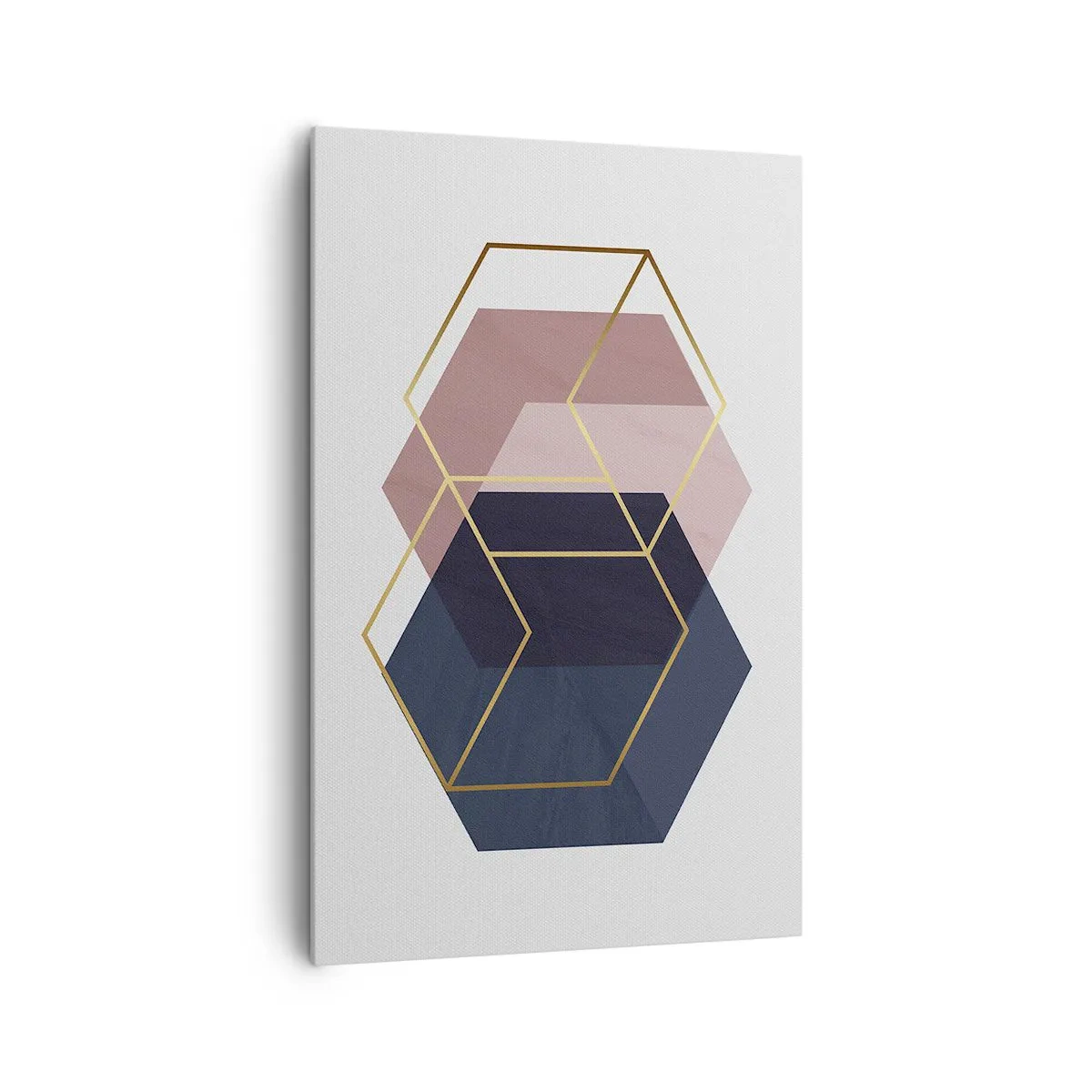 Impression sur toile - Image sur toile - Formes géométriques en lignes dorées sur fond pastel - 80x120cm - Le pouvoir de la simplicité - Décoration murale moderne pour le salon et la chambre ARTTOR