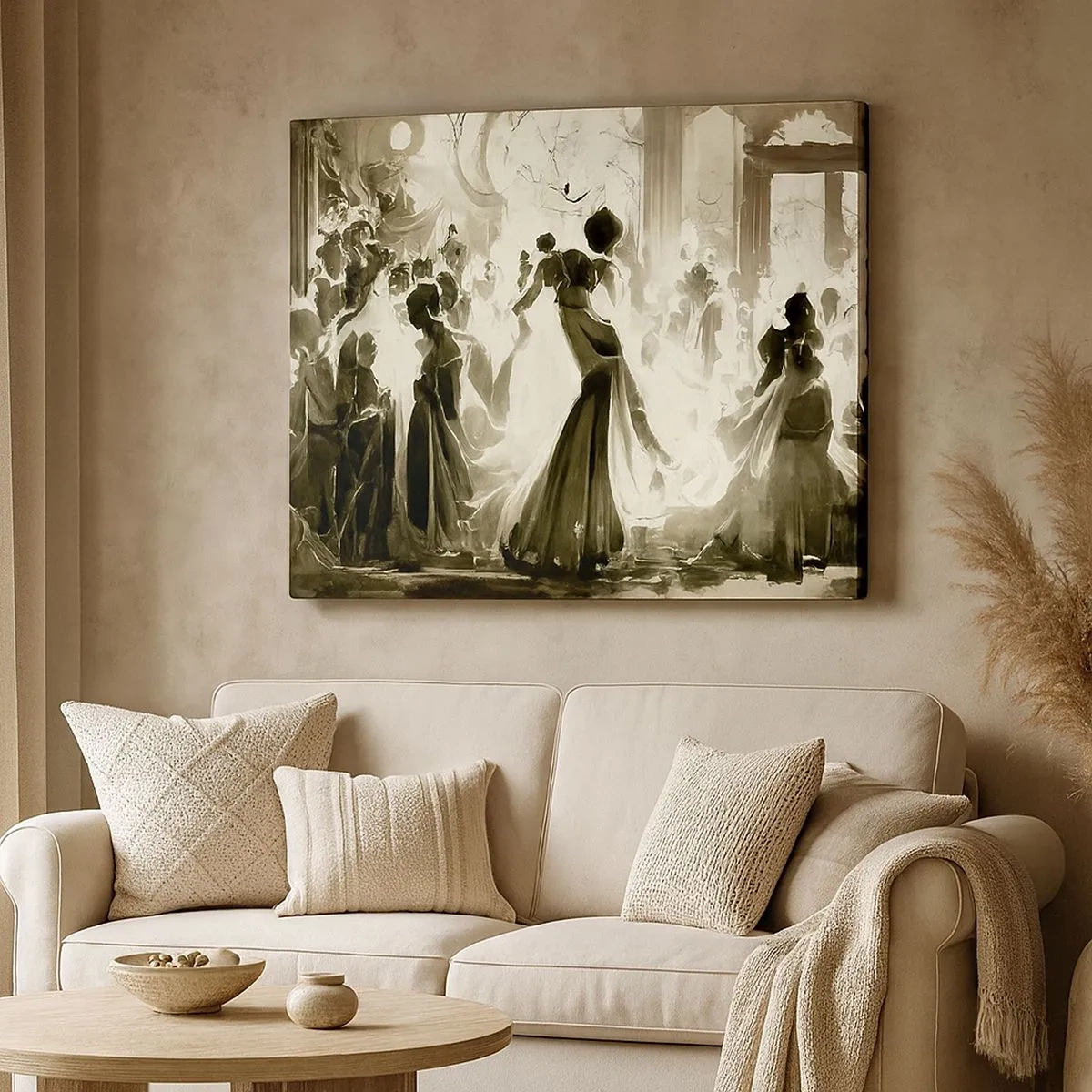 Impression sur toile - Image sur toile - Boule de style rétro en noir et blanc - 70x50cm - La grande mascarade - Décoration murale moderne pour le salon et la chambre ARTTOR