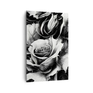Impression sur toile - Image sur toile - Roses noires et blanches dans une composition élégante - 80x120cm - Toujours une reine - Décoration murale moderne pour le salon et la chambre ARTTOR