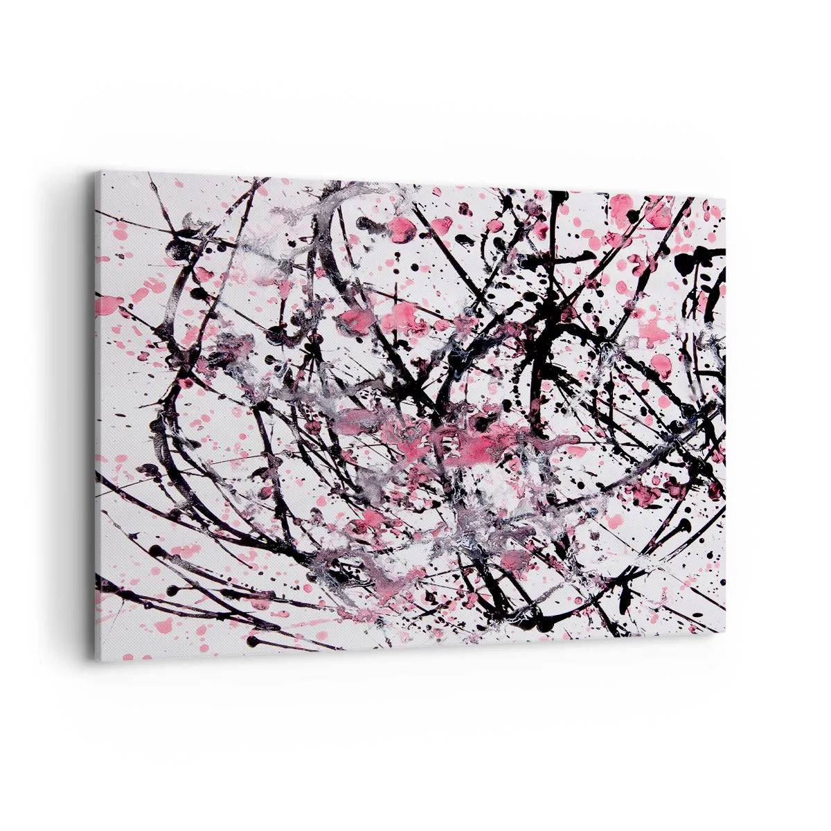 Impression sur toile - Image sur toile - Motif abstrait dans les tons de rose, noir et blanc - 100x70cm - La nature éphémère de la vie - Décoration murale moderne pour le salon et la chambre ARTTOR