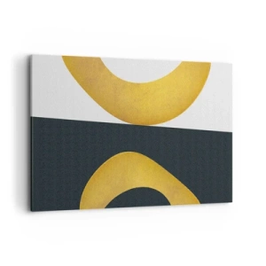 Impression sur toile - Image sur toile - Formes géométriques en or sur fond blanc et foncé - 100x70cm - Avant tout : l’or - Décoration murale moderne pour le salon et la chambre ARTTOR