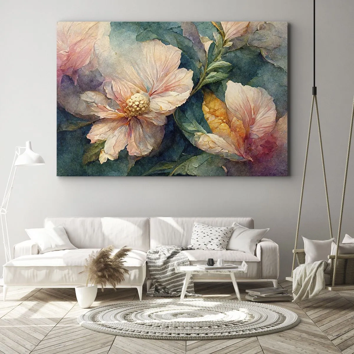 Impression sur toile - Image sur toile - Fleurs délicates aux couleurs pastel - 120x80cm - Uniquement de la subtilité - Décoration murale moderne pour le salon et la chambre ARTTOR