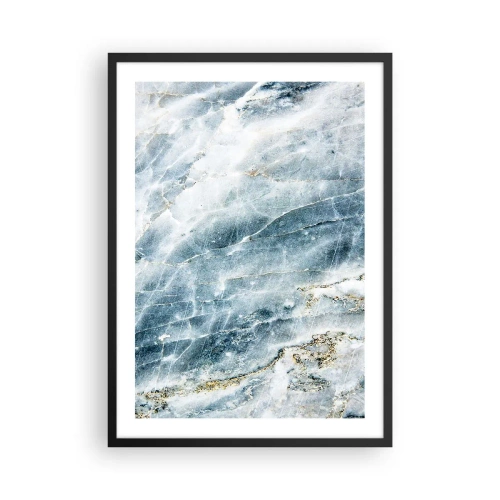 Affiche dans un cadre noir - Poster - Marbre bleu avec de subtiles veines dorées - 50x70cm - Monde de glace - Décoration murale moderne pour le salon et la chambre ARTTOR