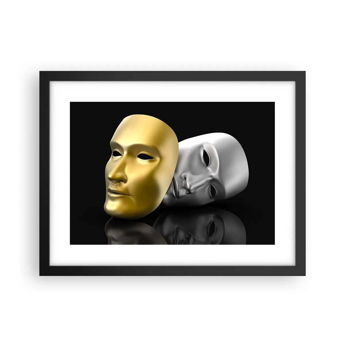 Affiche dans un cadre noir - Poster - La vie est un théâtre - 40x30 cm