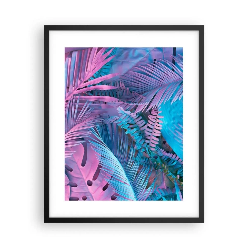 Affiche dans un cadre noir - Poster - Les tropiques en rose et bleu - 40x50 cm