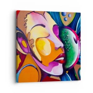 Impression sur toile - Image sur toile - Toucher avec la couleur - 30x30 cm