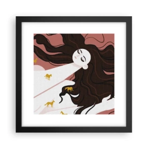 Affiche dans un cadre noir - Poster - Rêve d'un cheval d'or - 30x30 cm