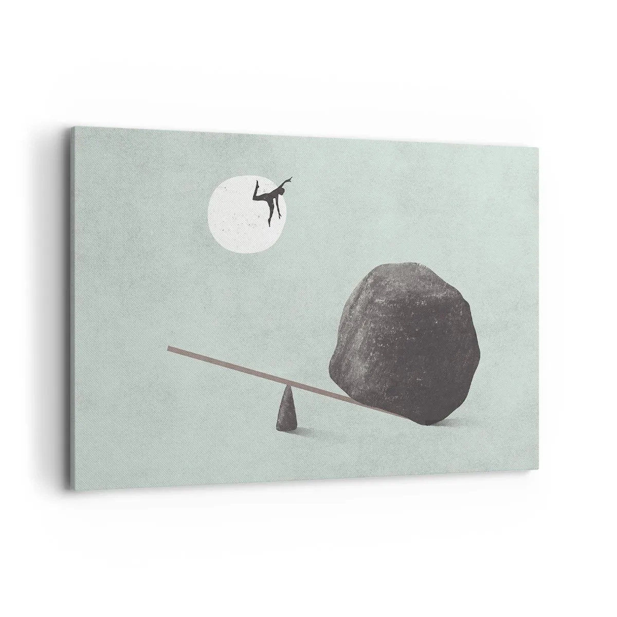 Impression sur toile - Image sur toile - Une scène symbolique avec une figure et un équilibre sur un ciel lumineux. - 100x70cm - Réalisation de ses rêves - Décoration murale moderne pour le salon et la chambre ARTTOR