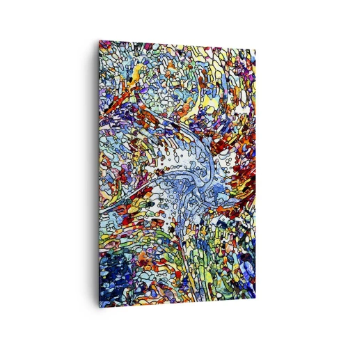 Impression sur toile - Image sur toile - Un motif abstrait coloré inspiré de la nature - 80x120cm - Goutte de vitrail - Décoration murale moderne pour le salon et la chambre ARTTOR
