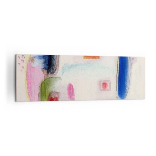 Impression sur toile - Image sur toile - Formes abstraites colorées sur fond clair - 160x50cm - Plus convexe que concave ou plat - Décoration murale moderne pour le salon et la chambre ARTTOR