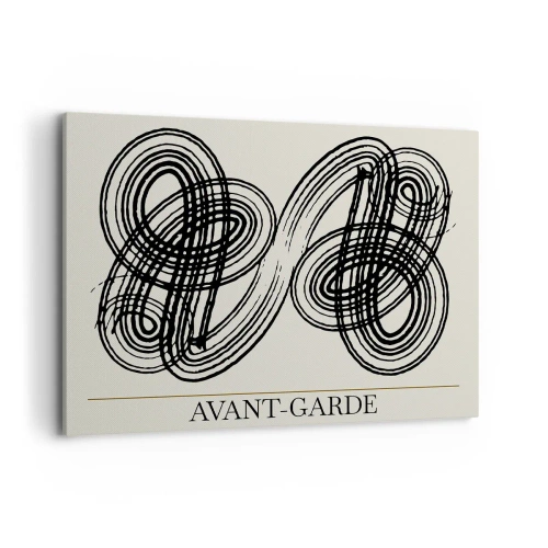 Impression sur toile - Image sur toile - Lignes noires abstraites sur fond clair dans un style avant-gardiste. - 100x70cm - C'est venu spontanément - Décoration murale moderne pour le salon et la chambre ARTTOR