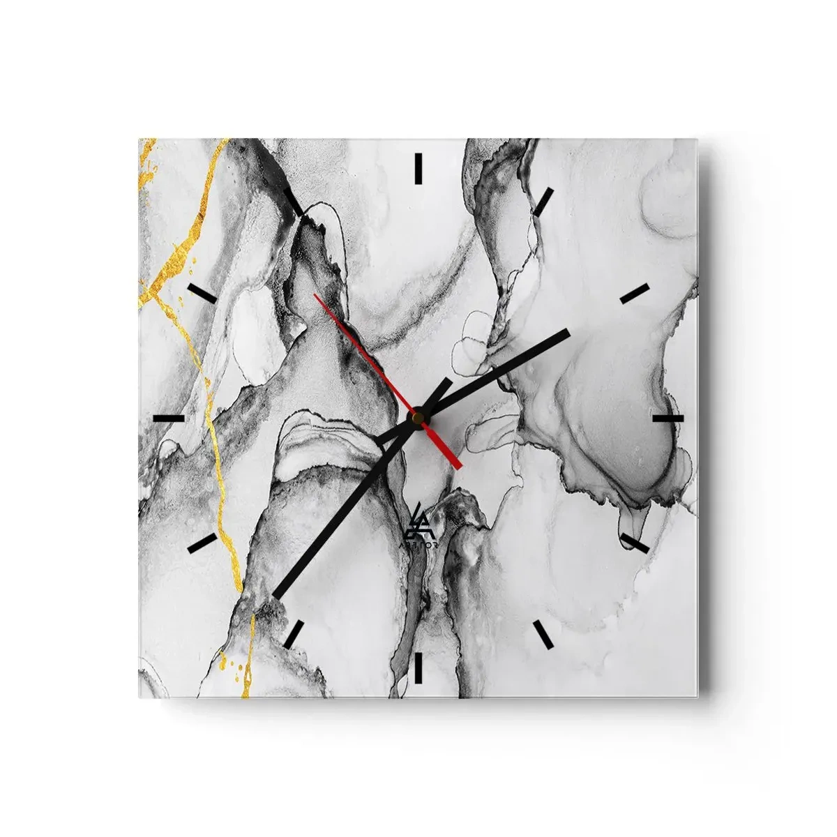 Horloge murale - Pendule murale - Composition à motif or - 40x40 cm
