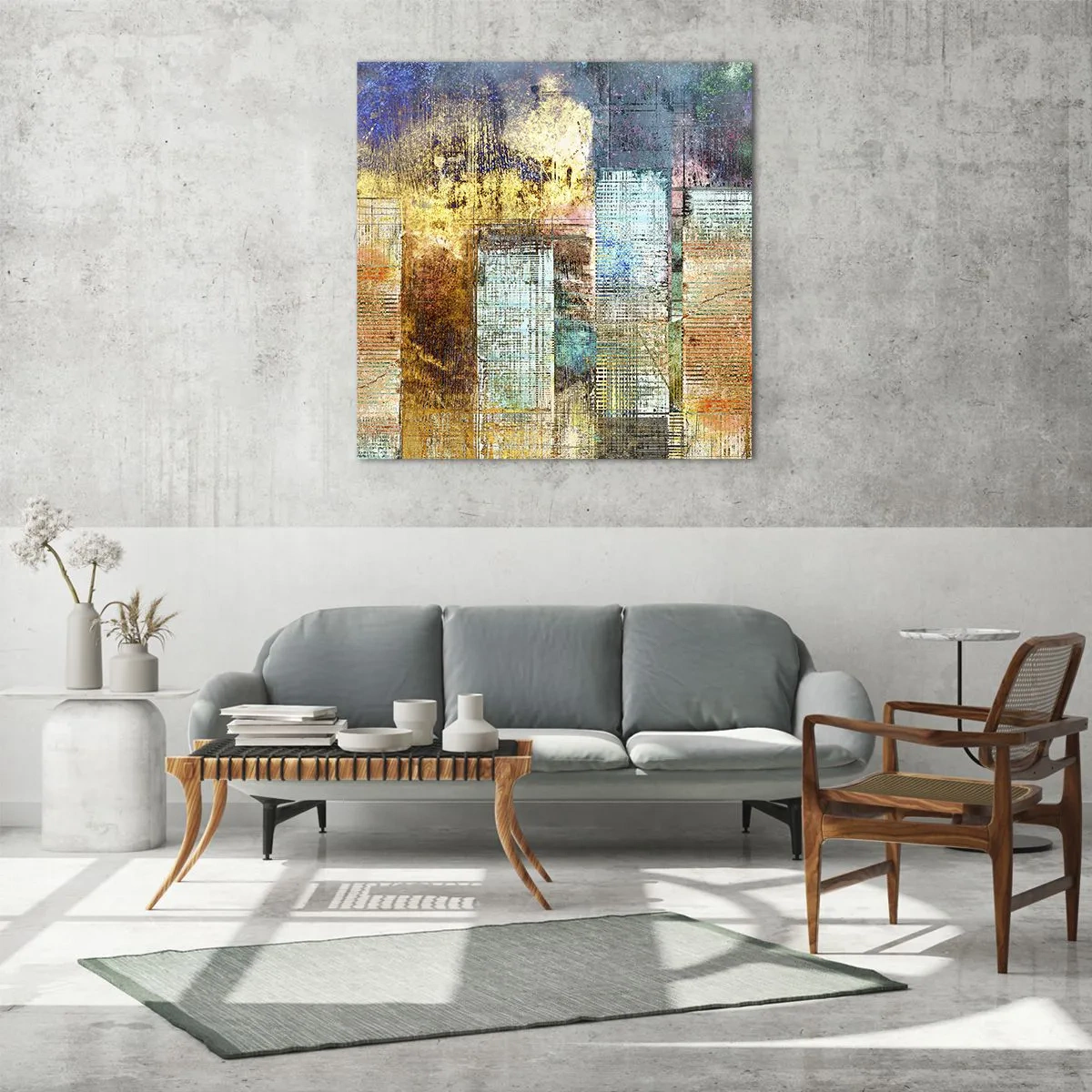 Impression sur verre - Image sur verre - Une métropole ensoleillée - 70x70 cm