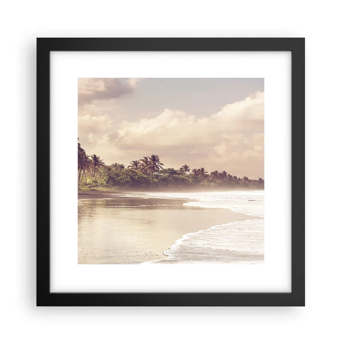 Affiche dans un cadre noir - Poster - La caresse des vagues - 30x30 cm