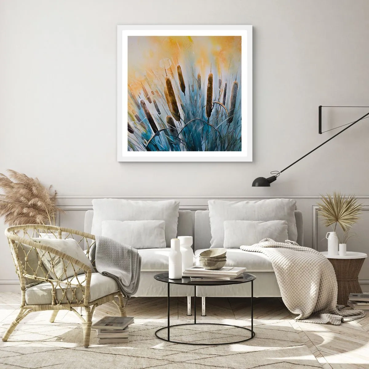 Affiche dans un cadre blanc - Poster - Fraicheur de l'eau, chaleur du soleil - 50x50 cm