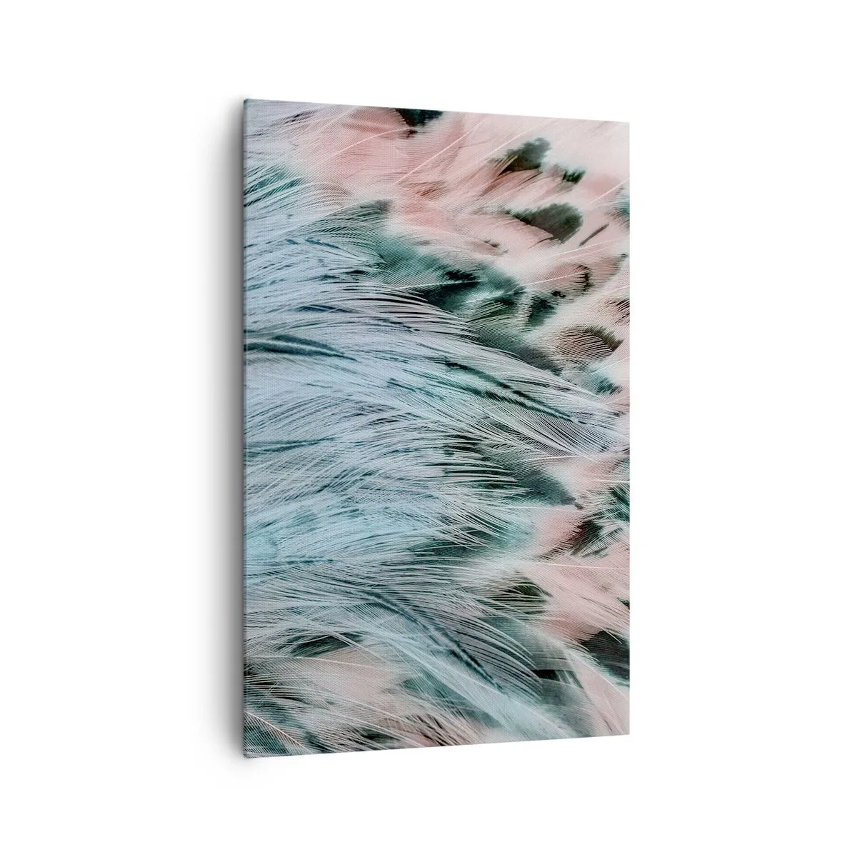 Impression sur toile - Image sur toile - Gros plan de plumes aux couleurs rose saphir pastel - 80x120cm - Duvet rose saphir - Décoration murale moderne pour le salon et la chambre ARTTOR