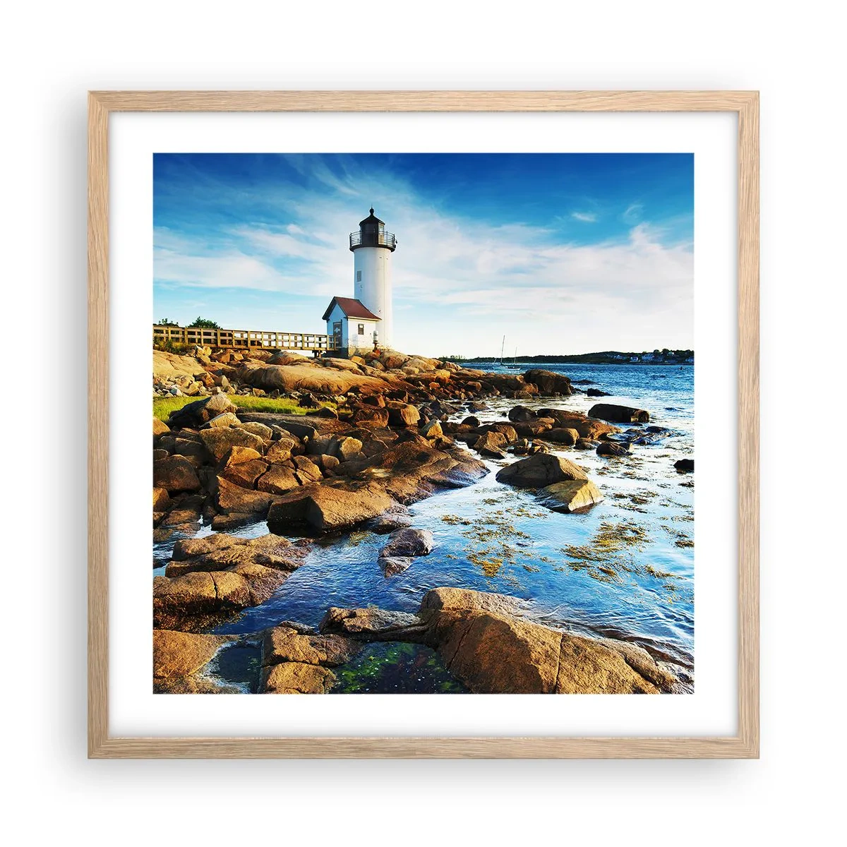 Affiche dans un chêne clair - Poster - Revenez heureux, j'attends - 50x50 cm