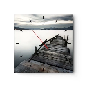Horloge murale - Pendule murale - Un pont en bois menant vers un lac tranquille - 30x30cm - Immergez-vous dans la paix - Décoration murale moderne pour le salon et la chambre ARTTOR