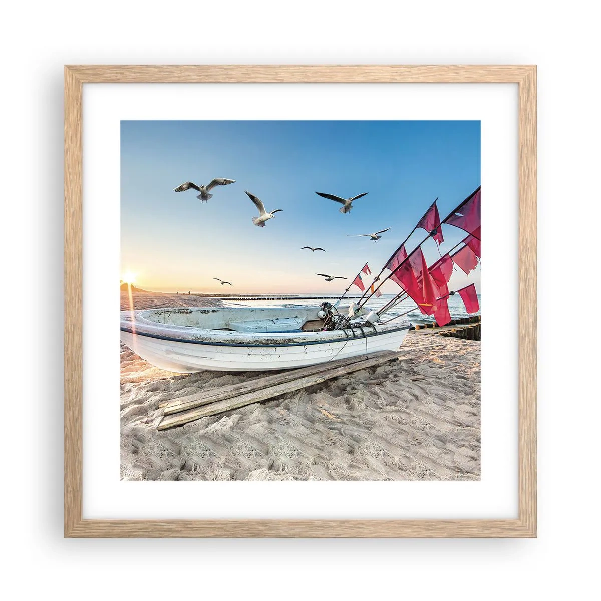 Affiche dans un chêne clair - Poster - Repos mérité - 40x40 cm