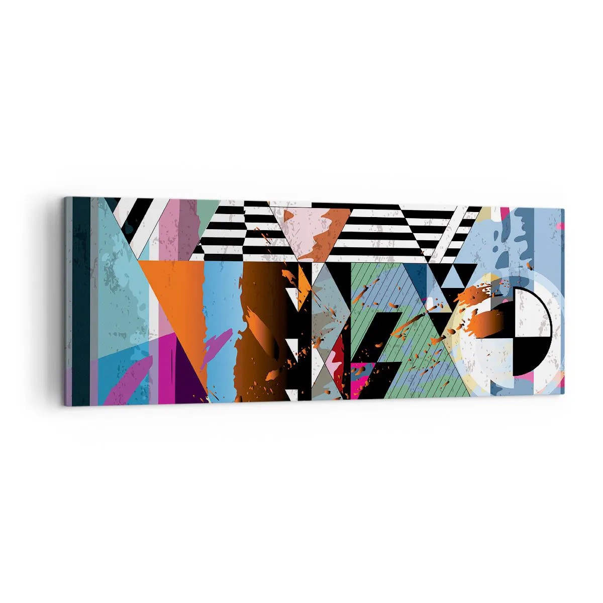 Impression sur toile - Image sur toile - Composition géométrique abstraite aux couleurs vives - 140x50cm - Géométrique et organique - Décoration murale moderne pour le salon et la chambre ARTTOR