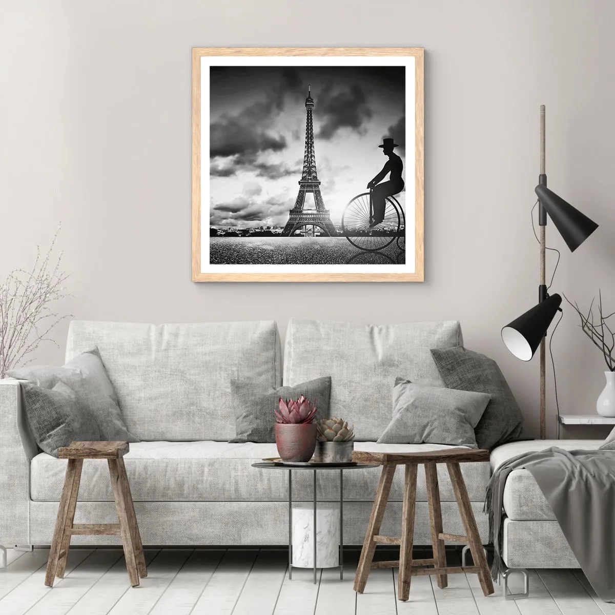 Affiche dans un chêne clair - Poster - Nostalgie de la Belle Epoque - 60x60 cm