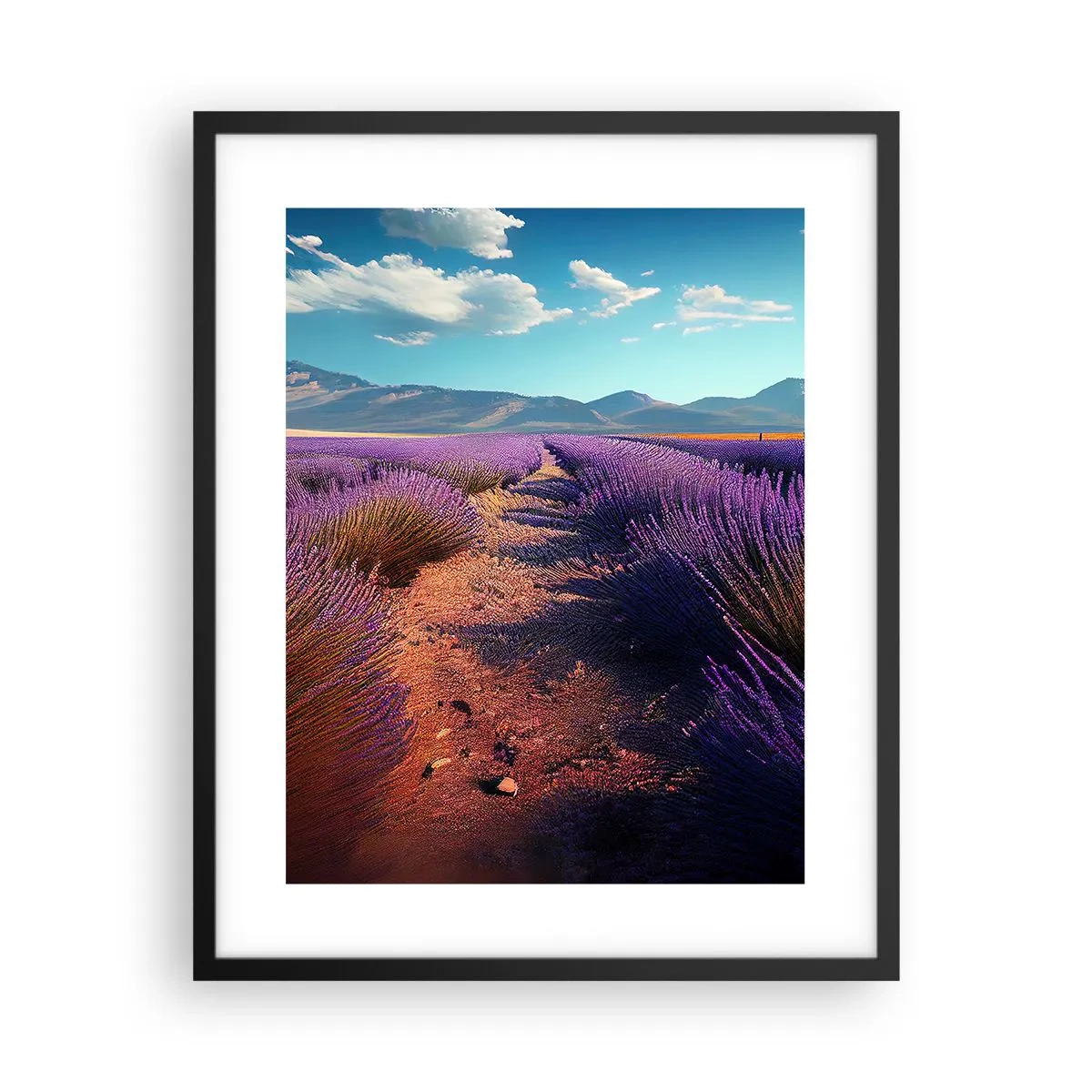 Affiche dans un cadre noir - Poster - Champs parfumés - 40x50 cm