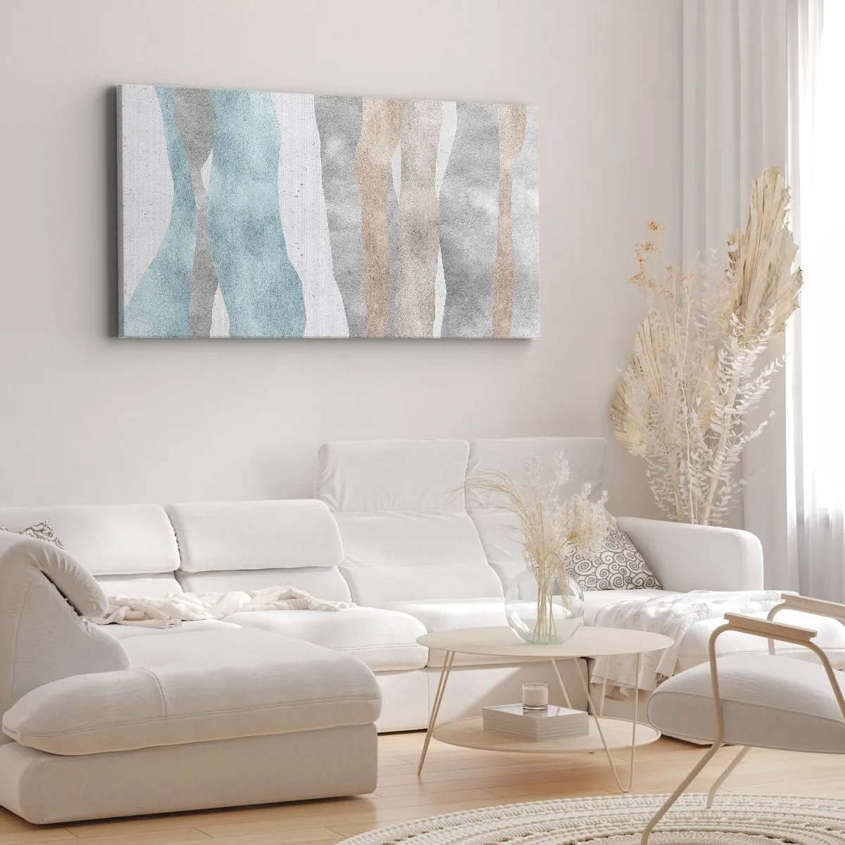 Impression sur toile - Image sur toile - Rayures abstraites aux tons pastel - 160x50cm - Une étude de proximité - Décoration murale moderne pour le salon et la chambre ARTTOR