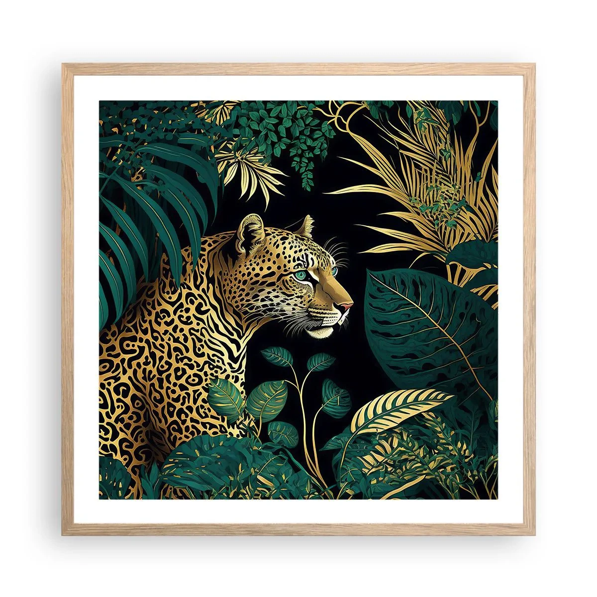 Affiche dans un chêne clair - Poster - Un hôte dans la jungle - 60x60 cm