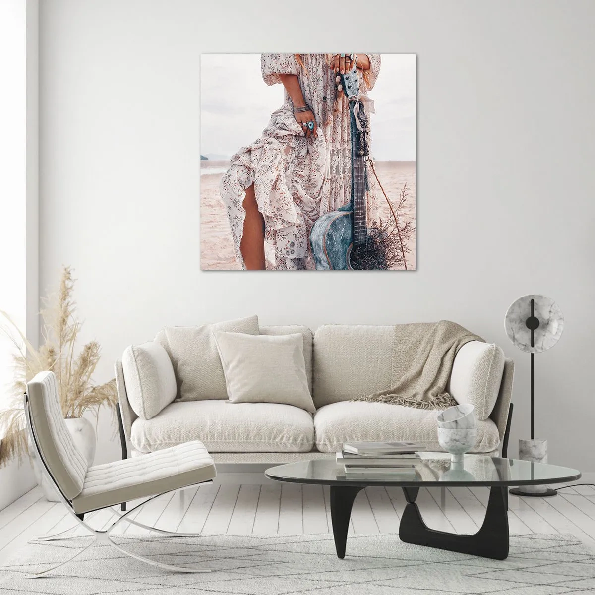 Impression sur verre - Image sur verre - Enfant de fleur en route - 50x50 cm