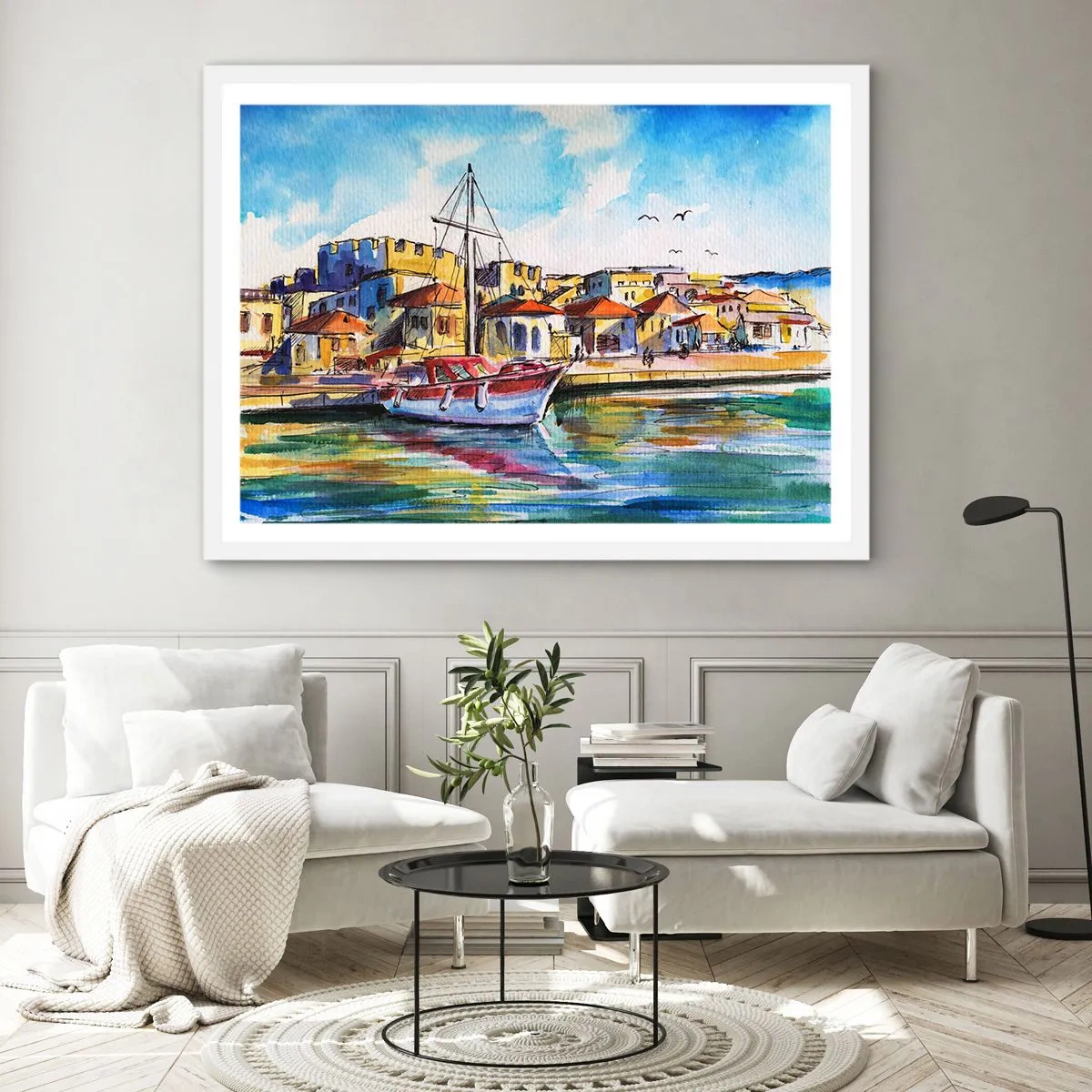 Affiche dans un cadre blanc - Poster - Après-midi arc-en-ciel - 70x50 cm