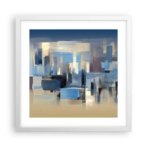 Affiche dans un cadre blanc - Poster - Construction bleue - 40x40 cm