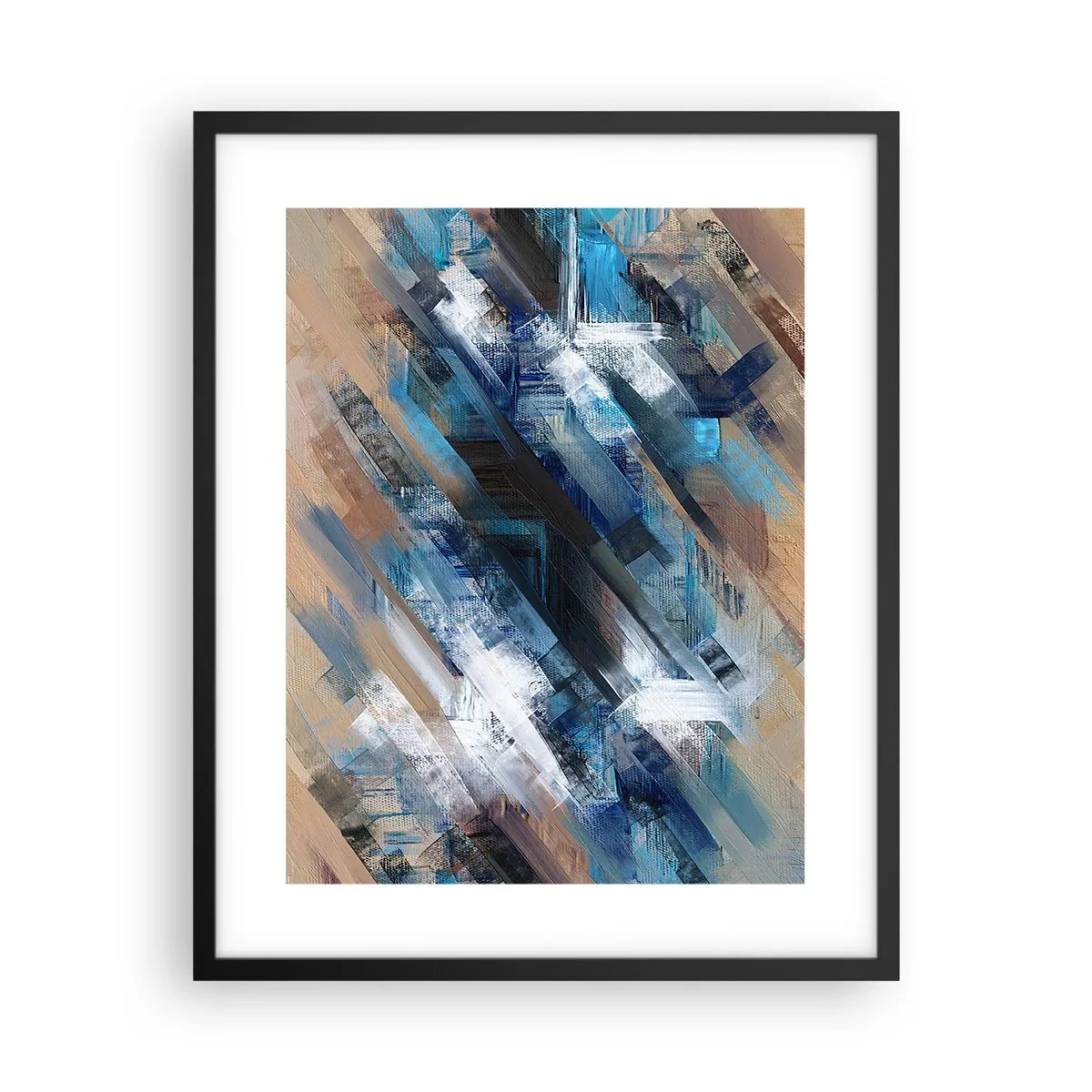 Affiche dans un cadre noir - Poster - Diagonale de bleus - 40x50 cm