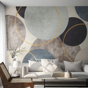 Papier Peint Photo Premium Canvas - Cercles sur cercles - Les quartiers, Minimaliste, Morceau - 250x175 cm