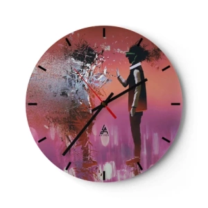 Horloge murale - Pendule murale - Un personnage avec des lunettes VR dans un monde futuriste et rose - 30x30cm - Pouvez-vous regarder à l'intérieur de vous-même ? - Décoration murale moderne pour le salon, la cuisine et la chambre ARTTOR