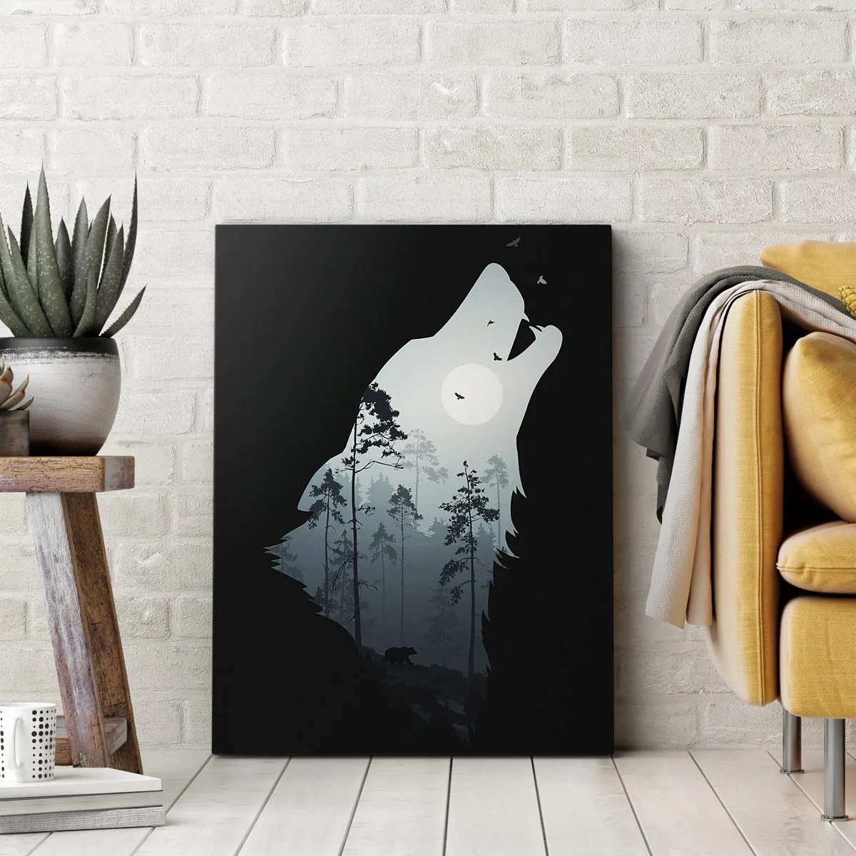 Impression sur toile - Image sur toile - La voix de nuit de la forêt - 45x80 cm