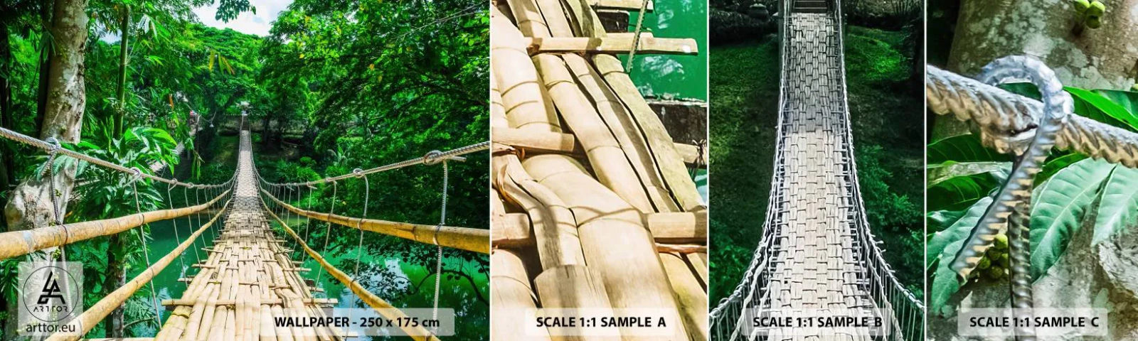 Échantillon De Papier Peint Standard Eco - Pont de singe en pleine nature - Paysage, Jungle, Philippines - 100x30 cm