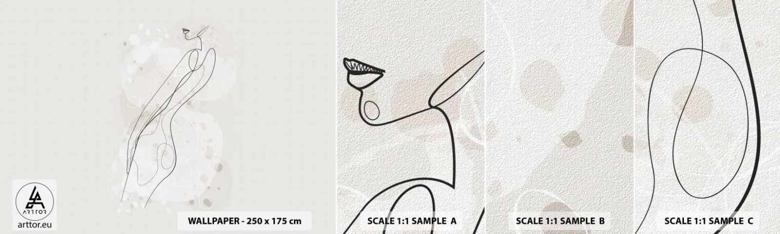 Échantillon de Papier Peint Autocollant Deluxe Sticker - Trompe l'oeil - Graphique, Linéaire, Femmes - 100x30 cm