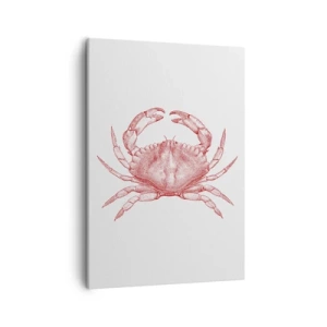 Impression sur toile - Image sur toile - Dessin d'un crabe dans une teinte rouge - 50x70cm - Le crabe des crabes - Décoration murale moderne pour le salon et la chambre ARTTOR