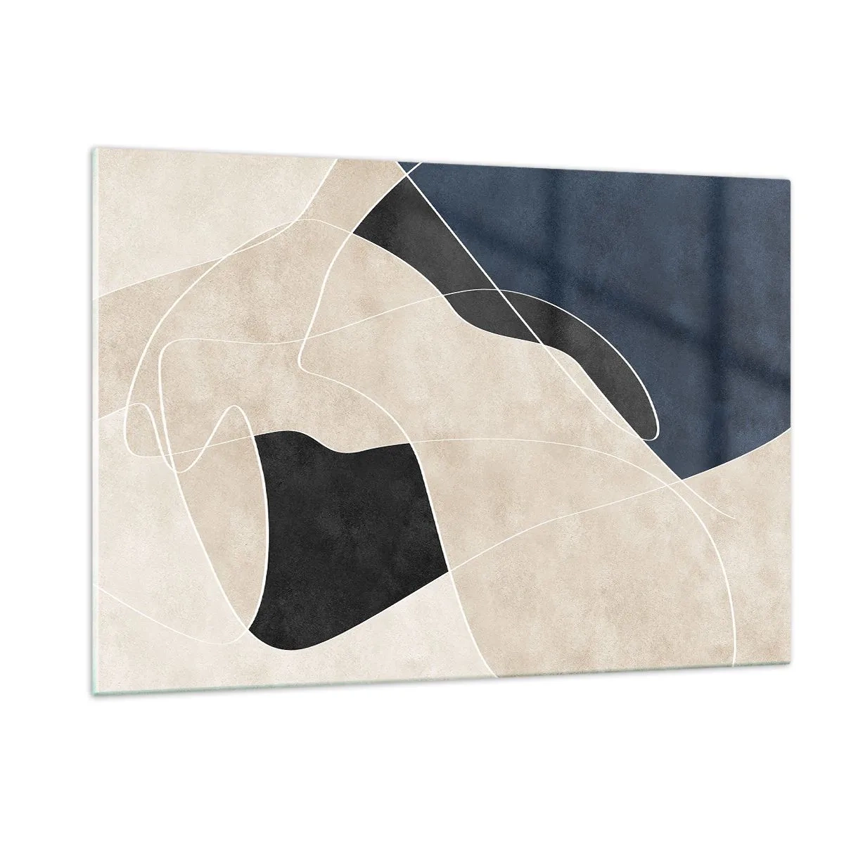 Impression sur verre - Image sur verre - Abstraction moderne aux formes et lignes contrastées - 120x80cm - Composition abstraite - contraste de couleurs - Décoration murale moderne pour le salon et la chambre ARTTOR