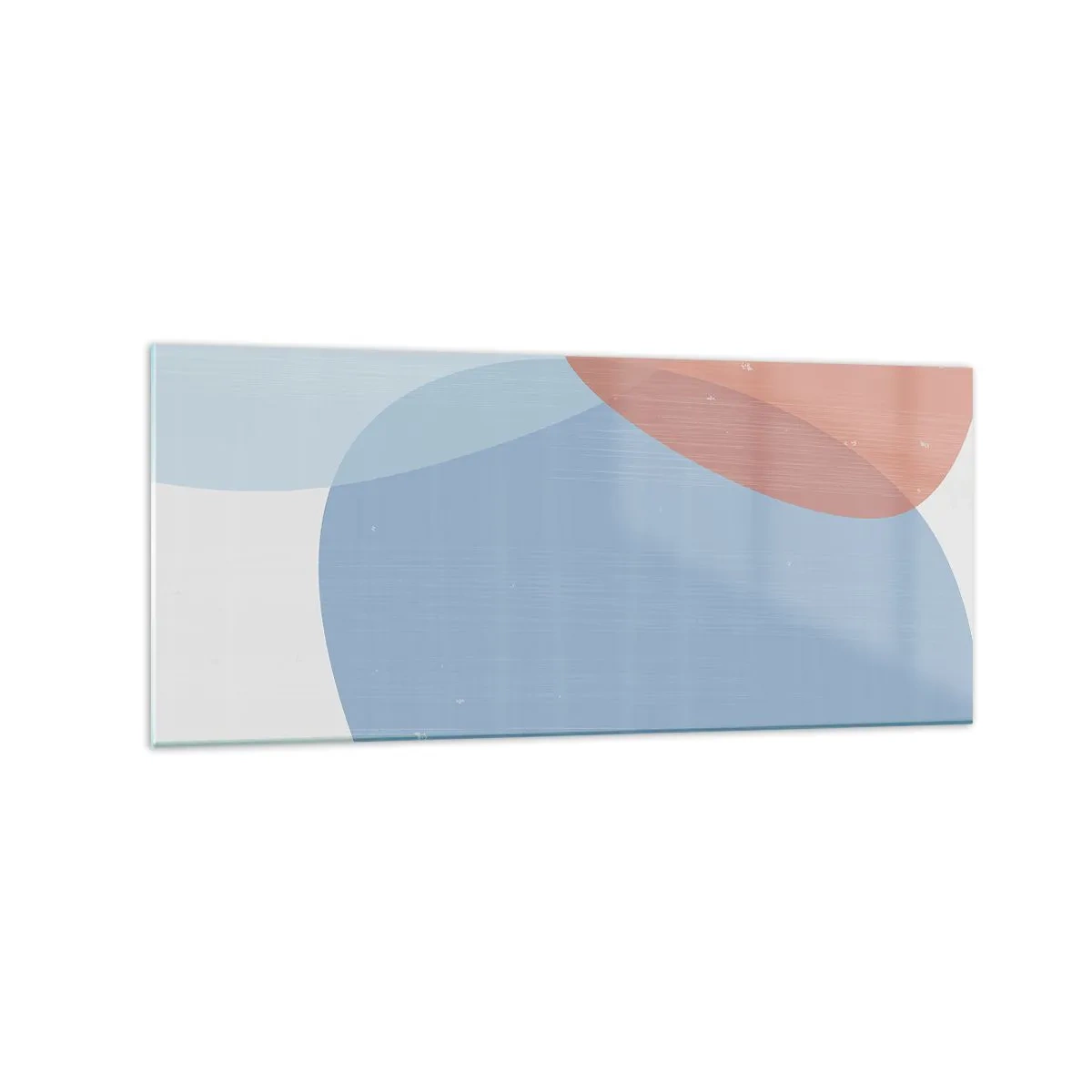 Impression sur verre - Image sur verre - Une composition abstraite dans des tons pastel de bleu et de rose avec des formes organiques. - 120x50cm - Relations pastel - Décoration murale moderne pour le salon et la chambre ARTTOR