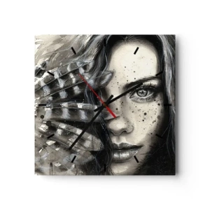 Horloge murale - Pendule murale - Portrait artistique d'une femme avec des détails abstraits - 30x30cm - Beauté sauvage - Décoration murale moderne pour le salon et la chambre ARTTOR