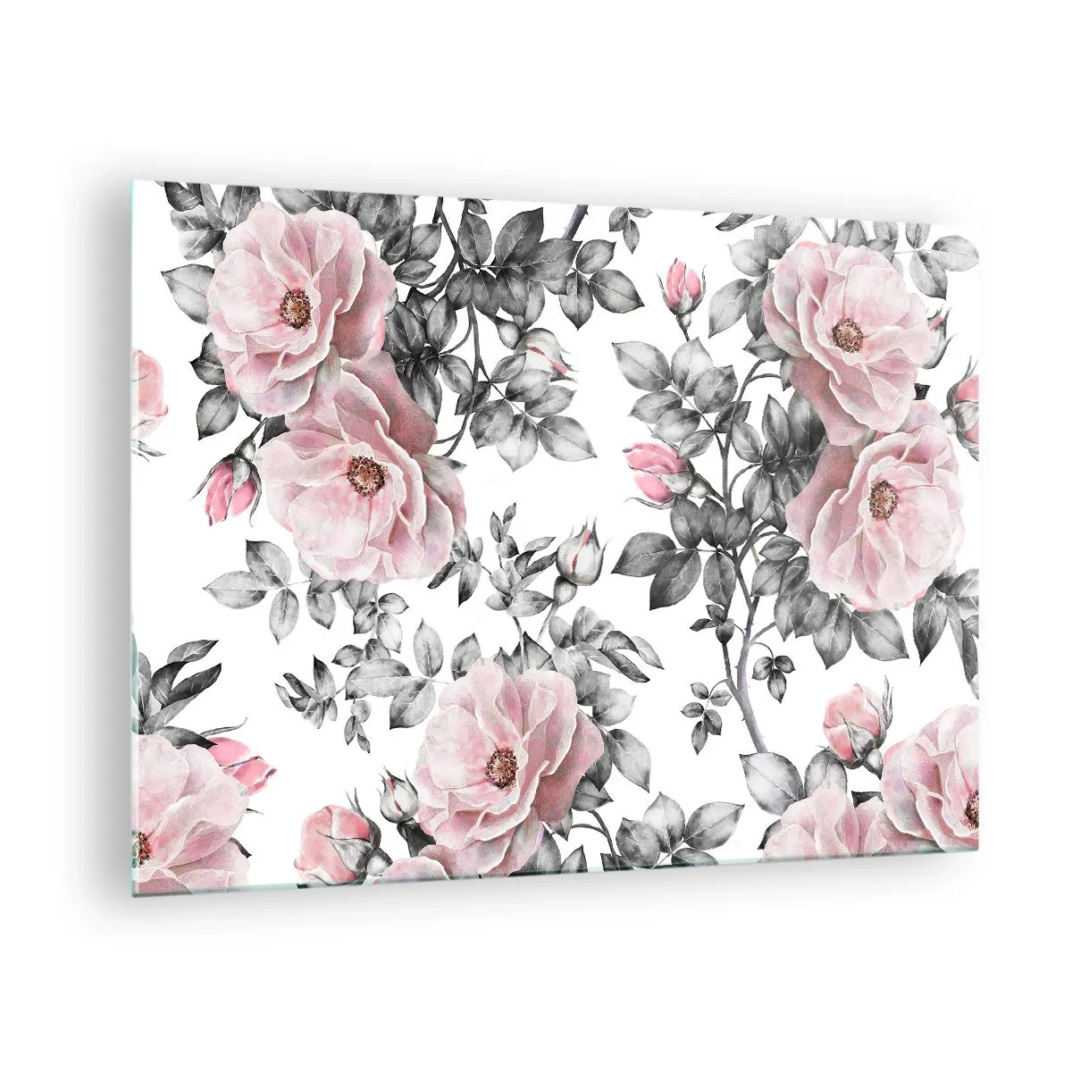 Impression sur verre - Image sur verre - Perdez-vous dans les fleurs de rose - 70x50cm - Se perdre dans les fleurs des roses - Décoration murale moderne pour le salon et la chambre ARTTOR
