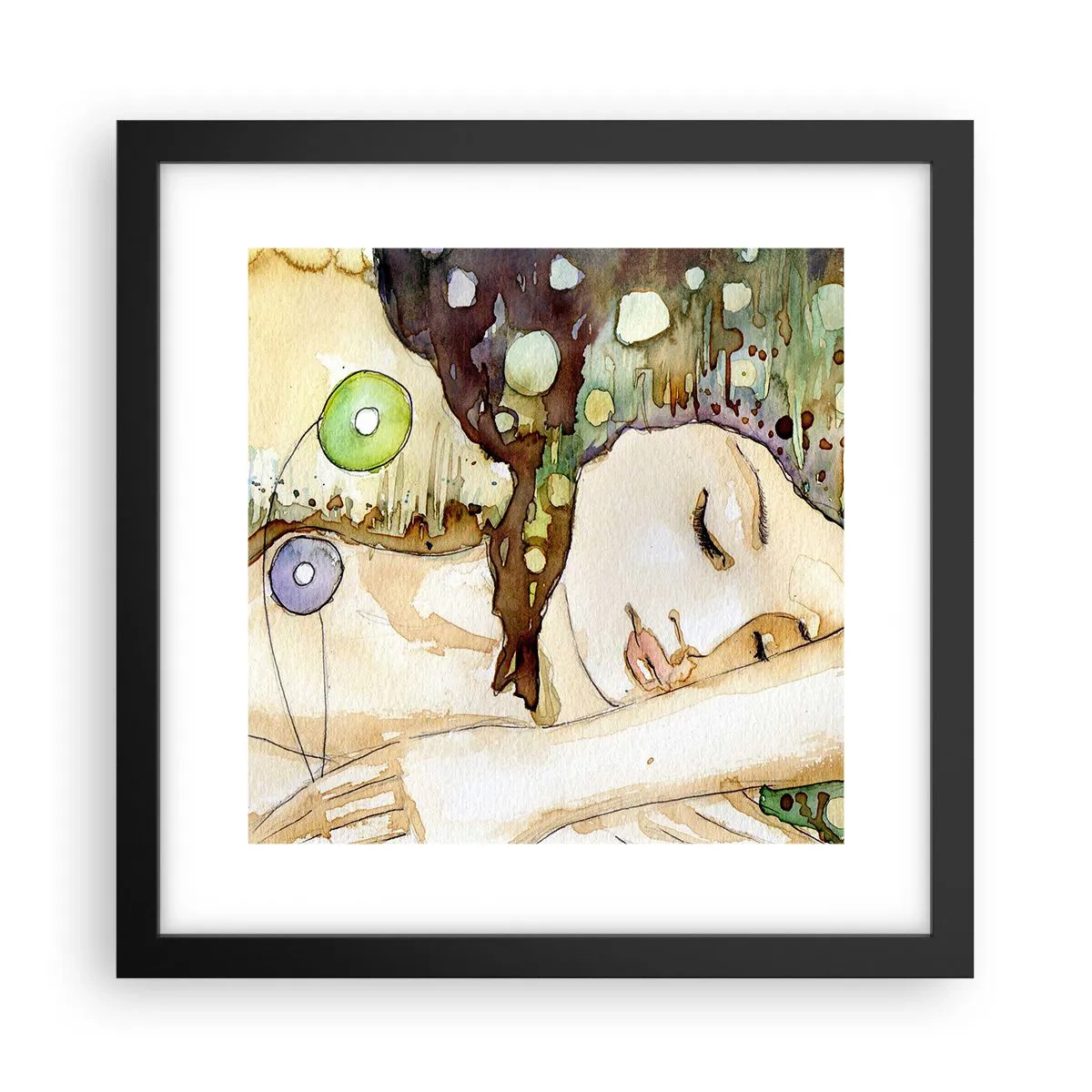 Affiche dans un cadre noir - Poster - Un rêve violet émeraude - 30x30 cm