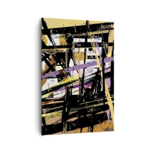 Impression sur toile - Image sur toile - Lignes et formes abstraites sur fond beige - 70x100cm - Une coupe nette - Décoration murale moderne pour le salon et la chambre ARTTOR
