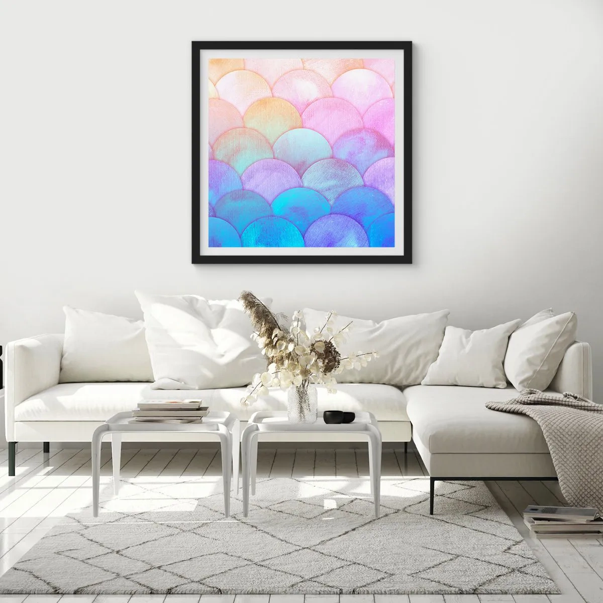 Affiche dans un cadre noir - Poster - Écailles de perles - 50x50 cm